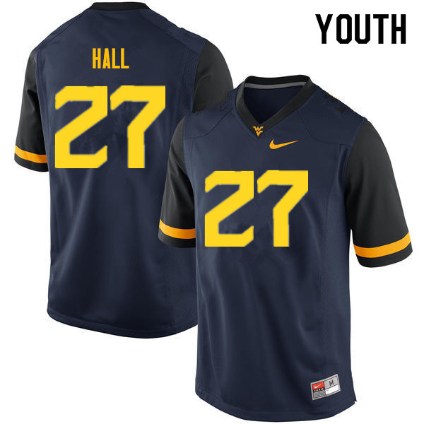 Youth #27 Kwincy Hall West Virginia Mountaineers College Football Jerseys Sale-Navy - Click Image to Close